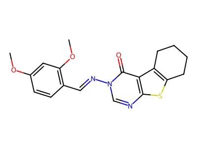 3-[(E)-(2,4-dimethoxyphenyl)methylideneamino]-5,6,7,8-tetrahydro-[1]benzothiolo[2,3-d]pyrimidin-4-one structure