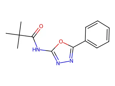2,2-dimethyl-N-(5-phenyl-1,3,4-oxadiazol-2-yl)propanamide structure