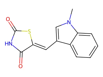(Z)-5-((1-methyl-1H-indol-3-yl)methylene)thiazolidine-2,4-dione structure