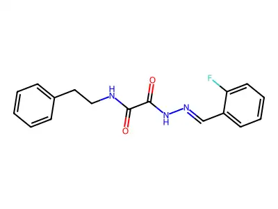 2-[(2E)-2-(2-fluorobenzylidene)hydrazinyl]-2-oxo-N-(2-phenylethyl)acetamide structure