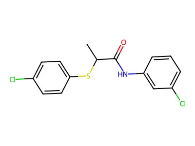 N-(3-chlorophenyl)-2-(4-chlorophenyl)sulfanylpropanamide structure
