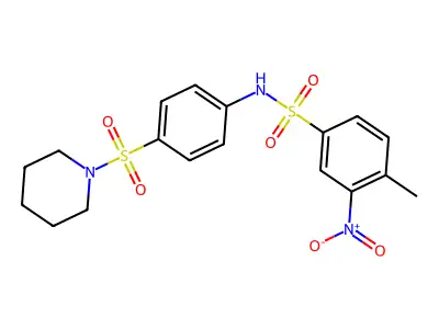 4-methyl-3-nitro-N-(4-piperidin-1-ylsulfonylphenyl)benzenesulfonamide structure