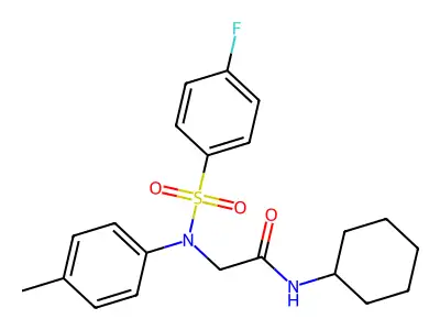 N-cyclohexyl-2-(N-(4-fluorophenyl)sulfonyl-4-methylanilino)acetamide structure