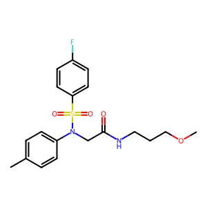 2-(N-(4-fluorophenyl)sulfonyl-4-methylanilino)-N-(3-methoxypropyl)acetamide structure
