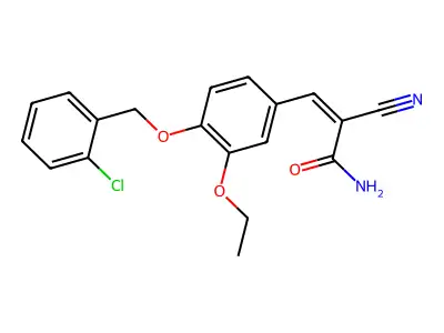 (Z)-3-[4-[(2-chlorophenyl)methoxy]-3-ethoxyphenyl]-2-cyanoprop-2-enamide structure