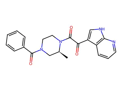 Piperazine, 4-benzoyl-1-(1,2-dioxo-2-(1H-pyrrolo(2,3-b)pyridin-3-yl)ethyl)-2-methyl-, (2S)- structure