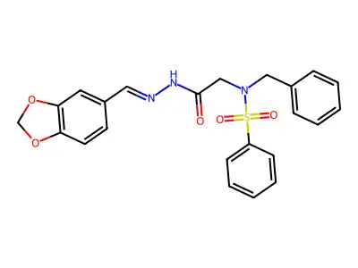 2-[benzenesulfonyl(benzyl)amino]-N-[(E)-1,3-benzodioxol-5-ylmethylideneamino]acetamide structure
