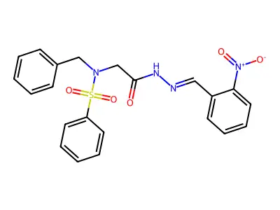 2-[benzenesulfonyl(benzyl)amino]-N-[(E)-(2-nitrophenyl)methylideneamino]acetamide structure