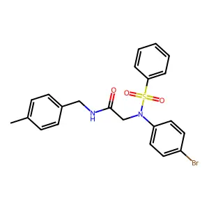 2-[N-(benzenesulfonyl)-4-bromoanilino]-N-[(4-methylphenyl)methyl]acetamide structure
