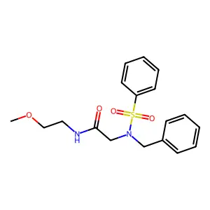 2-[benzenesulfonyl(benzyl)amino]-N-(2-methoxyethyl)acetamide structure