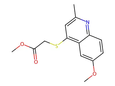 Methyl 2-(6-methoxy-2-methyl-4-quinolylthio)acetate structure