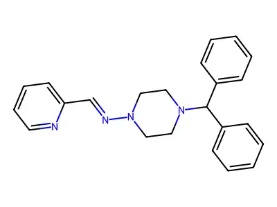 (E)-N-(4-benzhydrylpiperazin-1-yl)-1-pyridin-2-ylmethanimine structure