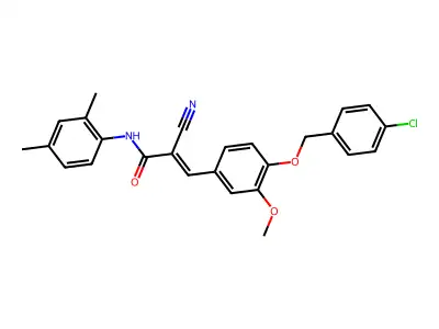 (E)-3-[4-[(4-chlorophenyl)methoxy]-3-methoxyphenyl]-2-cyano-N-(2,4-dimethylphenyl)prop-2-enamide structure