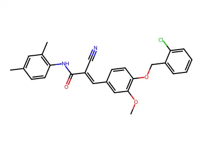 (E)-3-[4-[(2-chlorophenyl)methoxy]-3-methoxyphenyl]-2-cyano-N-(2,4-dimethylphenyl)prop-2-enamide structure