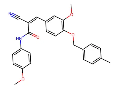(Z)-2-cyano-3-[3-methoxy-4-[(4-methylphenyl)methoxy]phenyl]-N-(4-methoxyphenyl)prop-2-enamide structure