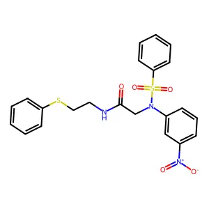 2-[N-(benzenesulfonyl)-3-nitroanilino]-N-(2-phenylsulfanylethyl)acetamide structure