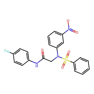 2-[N-(benzenesulfonyl)-3-nitroanilino]-N-(4-fluorophenyl)acetamide structure