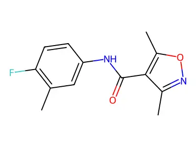 N-(4-fluoro-3-methylphenyl)-3,5-dimethylisoxazole-4-carboxamide structure