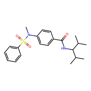 4-[benzenesulfonyl(methyl)amino]-N-(2,4-dimethylpentan-3-yl)benzamide structure