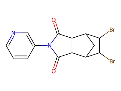 5,6-dibromo-2-(pyridin-3-yl)hexahydro-1H-4,7-methanoisoindole-1,3(2H)-dione structure