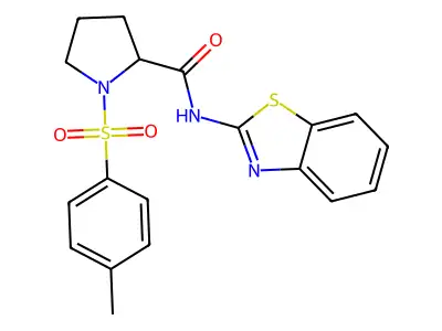 N-(1,3-benzothiazol-2-yl)-1-(4-methylphenyl)sulfonylpyrrolidine-2-carboxamide structure