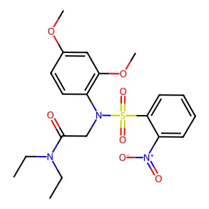 2-(2,4-dimethoxy-N-(2-nitrophenyl)sulfonylanilino)-N,N-diethylacetamide structure