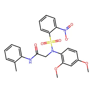 2-(2,4-dimethoxy-N-(2-nitrophenyl)sulfonylanilino)-N-(2-methylphenyl)acetamide structure