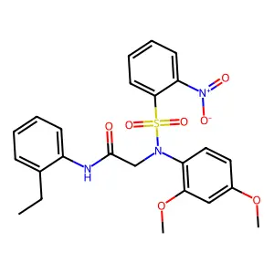 2-(2,4-dimethoxy-N-(2-nitrophenyl)sulfonylanilino)-N-(2-ethylphenyl)acetamide structure