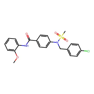 4-[(4-chlorophenyl)methyl-methylsulfonylamino]-N-(2-methoxyphenyl)benzamide structure