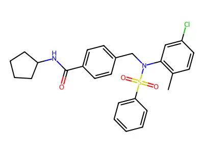 4-[[N-(benzenesulfonyl)-5-chloro-2-methylanilino]methyl]-N-cyclopentylbenzamide structure