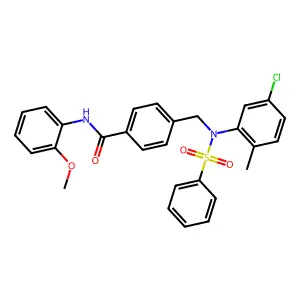 4-[[N-(benzenesulfonyl)-5-chloro-2-methylanilino]methyl]-N-(2-methoxyphenyl)benzamide structure