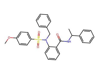2-[benzyl-(4-methoxyphenyl)sulfonylamino]-N-(1-phenylethyl)benzamide structure