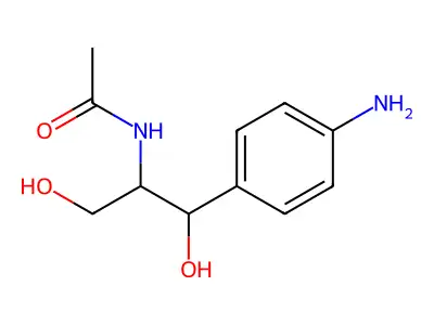 N-[1-(4-aminophenyl)-1,3-dihydroxypropan-2-yl]acetamide structure