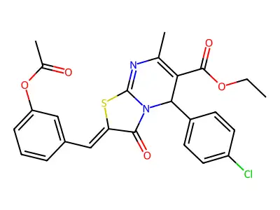 (Z)-ethyl 2-(3-acetoxybenzylidene)-5-(4-chlorophenyl)-7-methyl-3-oxo-3,5-dihydro-2H-thiazolo[3,2-a]pyrimidine-6-carboxylate structure