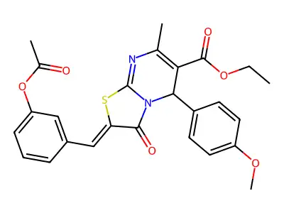 ethyl (2Z)-2-[(3-acetyloxyphenyl)methylidene]-5-(4-methoxyphenyl)-7-methyl-3-oxo-5H-[1,3]thiazolo[3,2-a]pyrimidine-6-carboxylate structure