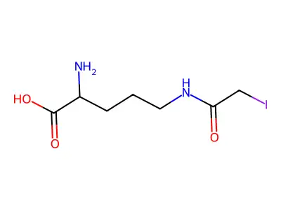 2-Amino-5-iodoacetamidovaleric acid structure