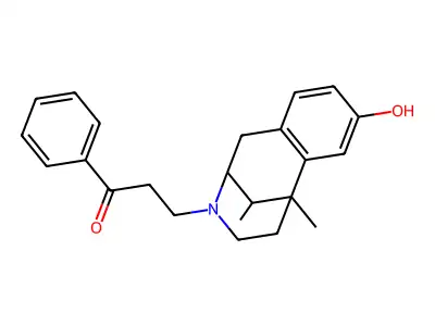 1-Propanone, 1-phenyl-3-(1,4,5,6-tetrahydro-8-hydroxy-6,11-dimethyl-2,6-methano-3-benzazocin-3(2H)-yl)- structure