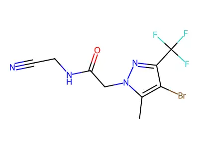 2-[4-bromo-5-methyl-3-(trifluoromethyl)pyrazol-1-yl]-N-(cyanomethyl)acetamide structure