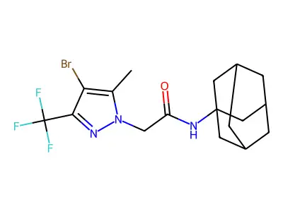 N-(1-adamantyl)-2-[4-bromo-5-methyl-3-(trifluoromethyl)pyrazol-1-yl]acetamide structure