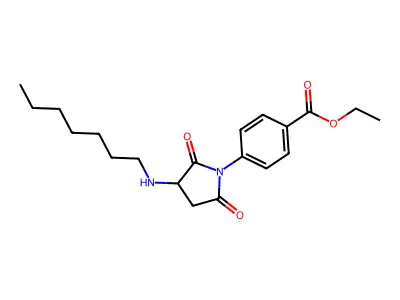 Ethyl 4-[3-(heptylamino)-2,5-dioxopyrrolidin-1-yl]benzoate structure