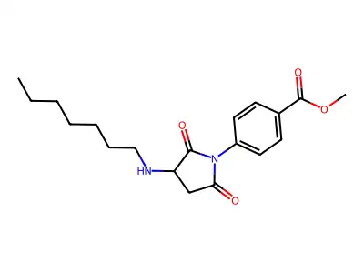 Methyl 4-[3-(heptylamino)-2,5-dioxopyrrolidin-1-yl]benzoate structure