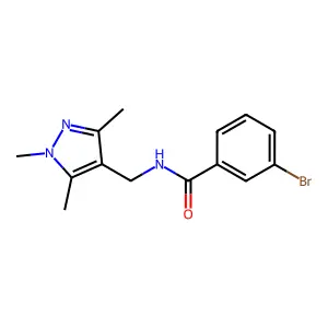 3-bromo-N-[(1,3,5-trimethyl-1H-pyrazol-4-yl)methyl]benzamide structure