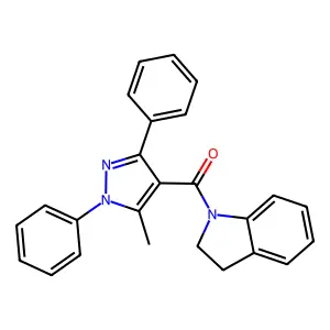 2,3-Dihydroindol-1-yl-(5-methyl-1,3-diphenylpyrazol-4-yl)methanone structure