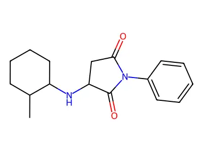3-[(2-Methylcyclohexyl)amino]-1-phenylpyrrolidine-2,5-dione structure