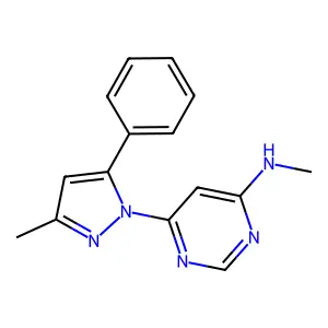 N-methyl-6-(3-methyl-5-phenylpyrazol-1-yl)pyrimidin-4-amine structure