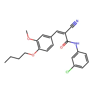 (2E)-3-(4-butoxy-3-methoxyphenyl)-N-(3-chlorophenyl)-2-cyanoprop-2-enamide structure