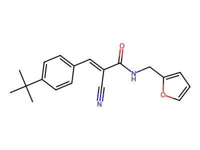 (E)-3-(4-tert-butylphenyl)-2-cyano-N-(furan-2-ylmethyl)prop-2-enamide structure