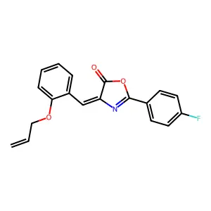 (4Z)-2-(4-fluorophenyl)-4-[(2-prop-2-enoxyphenyl)methylidene]-1,3-oxazol-5-one structure