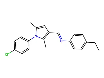 N-{(E)-[1-(4-chlorophenyl)-2,5-dimethyl-1H-pyrrol-3-yl]methylidene}-4-ethylaniline structure