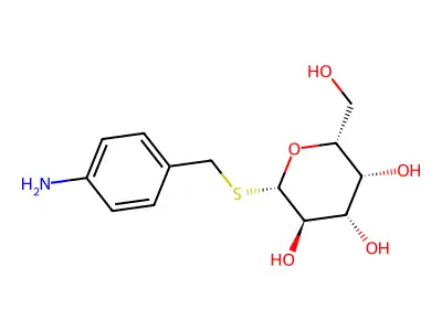 1-(4-Aminobenzylthio)-beta-D galactopyranose structure